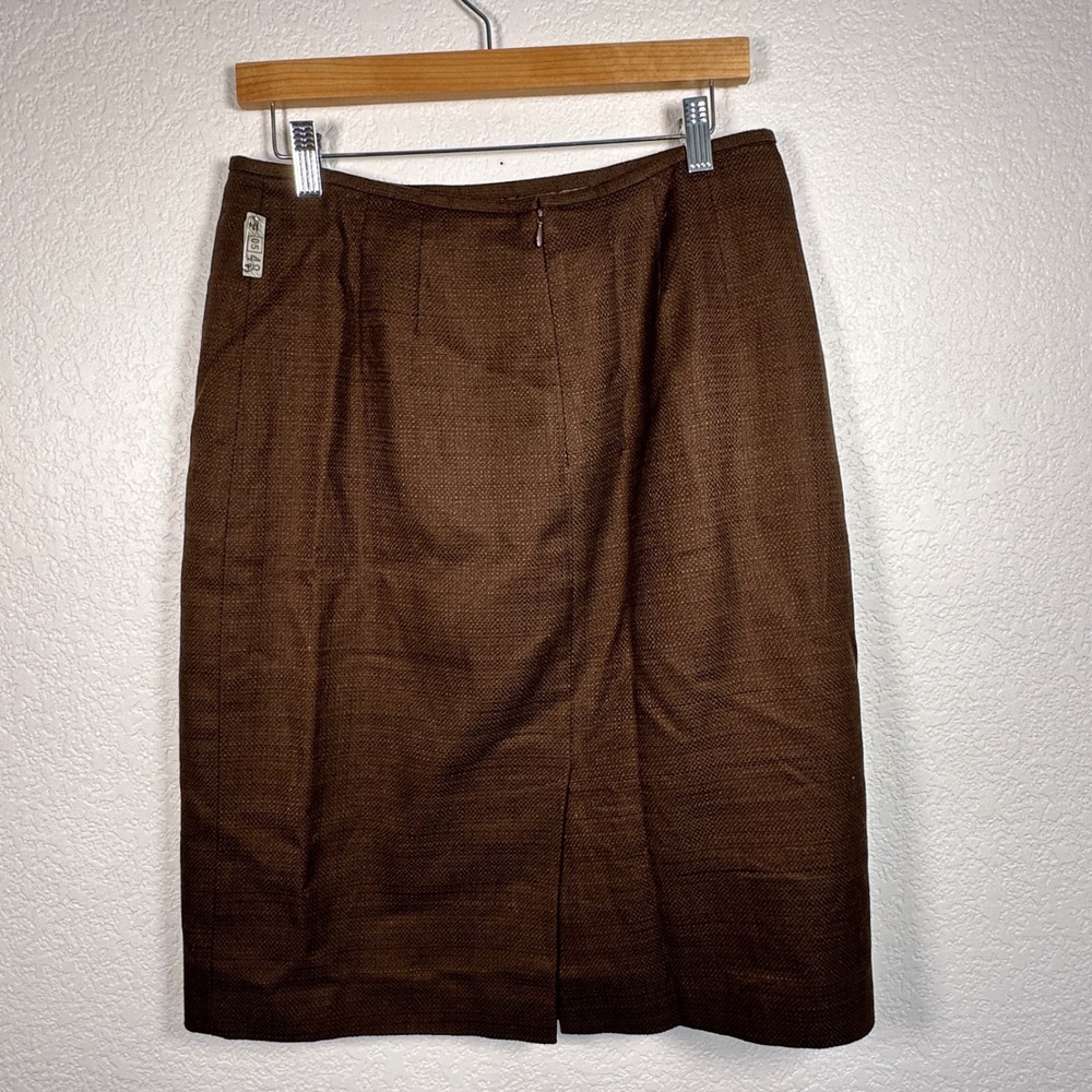 Le Suit Essentials Women's Brown Textured BasketWeave Pencil Skirt Career 10 - Picture 2 of 12